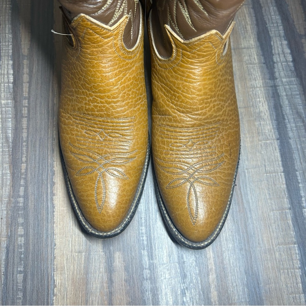 Tony Lama Womens Western Boots Sz 8A Brown Tan Leather Cowboy USA Made - Picture 7 of 7